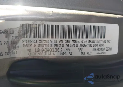 2006 Jeep Commander z USA, uszkodzony, nr VIN 1J8HG48N06C128017